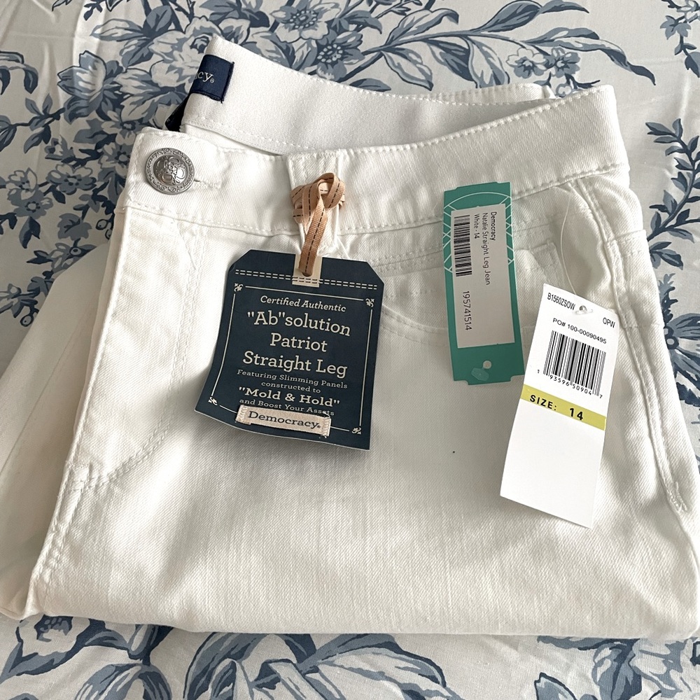 NWT white democracy pants sz 14